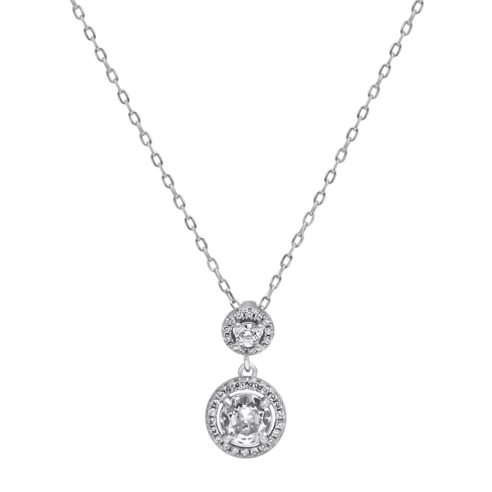 Circle Halo Elegant Sterling Silver & CZ Necklace